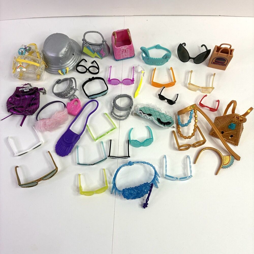Lot of Monster High Rainbow High Doll Glasses, Purse, Headband, and Accessories